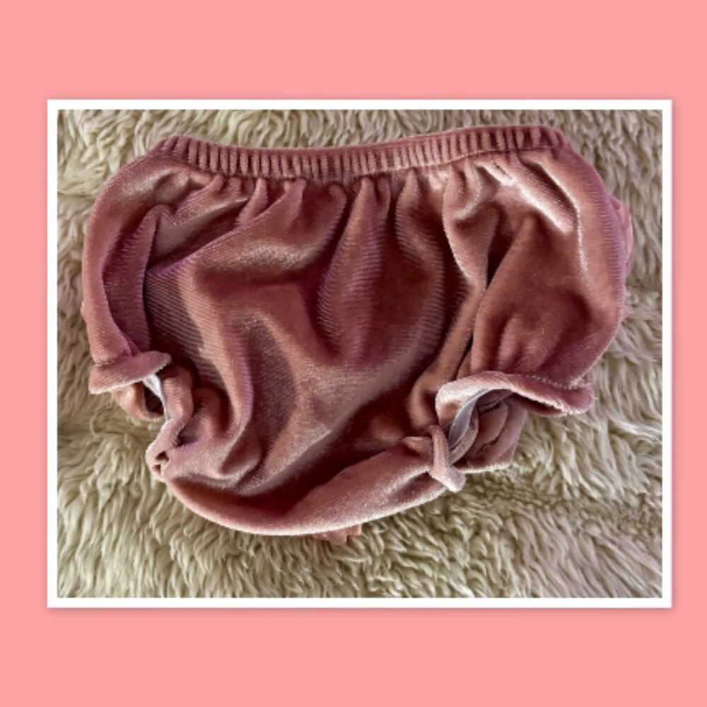 Toby Velvet Bloomers with Ruffles & Bow (also known as a diaper cover)